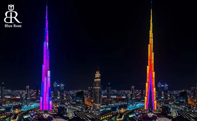 برج خلیفه دبی در شب
